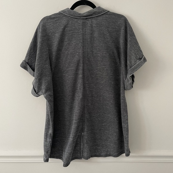 Jane & Delancey Short Sleeve Button Front Knit Shirt Gray 2X Comfy Basic Casual - Picture 2 of 10